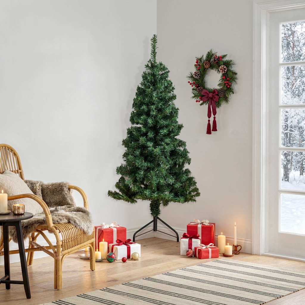 329163 vidaXL Corner Artificial Christmas Tree Green 150 cm PVC