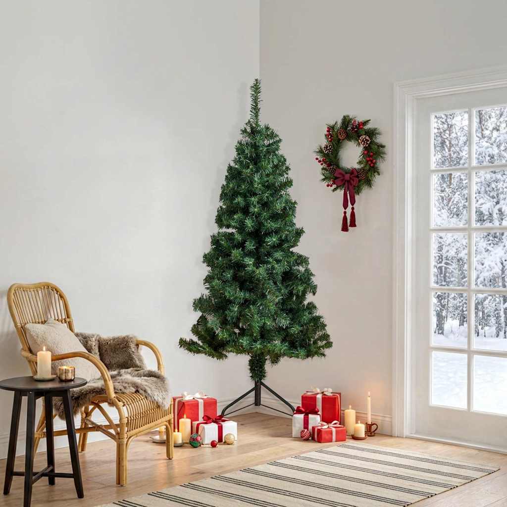 329164 vidaXL Corner Artificial Christmas Tree Green 180 cm PVC
