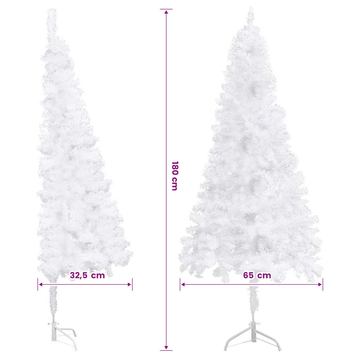 vidaXL Artificial Christmas trees PVC, Steel White