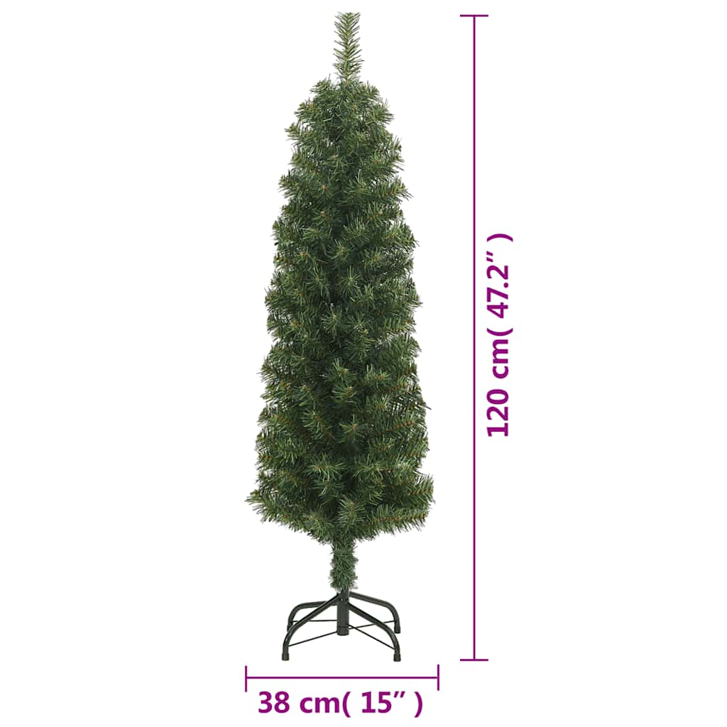 vidaXL Artificial Christmas Tree | Green | PVC, steel | Slim