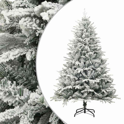 328493 vidaXL Artificial Christmas Tree with Flocked Snow Green 150 cm PVC&PE