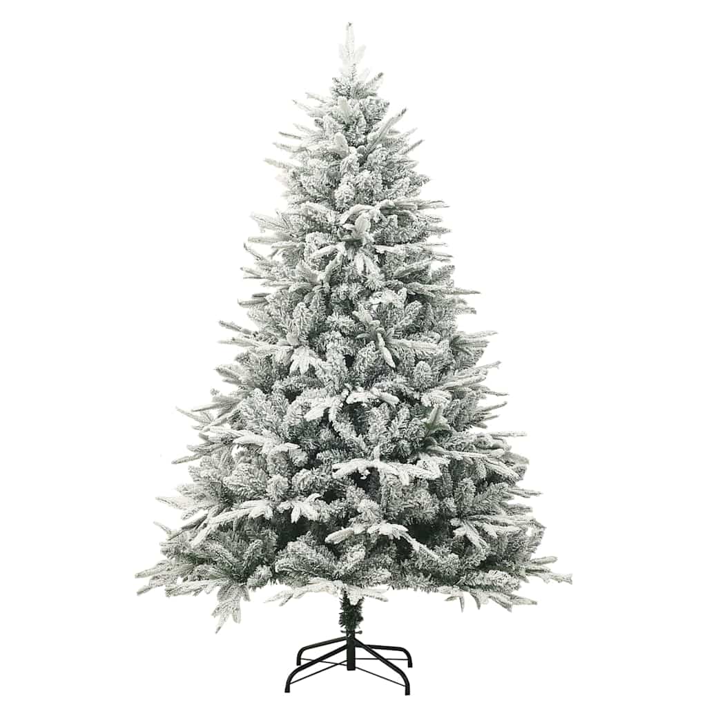 328493 vidaXL Artificial Christmas Tree with Flocked Snow Green 150 cm PVC&PE