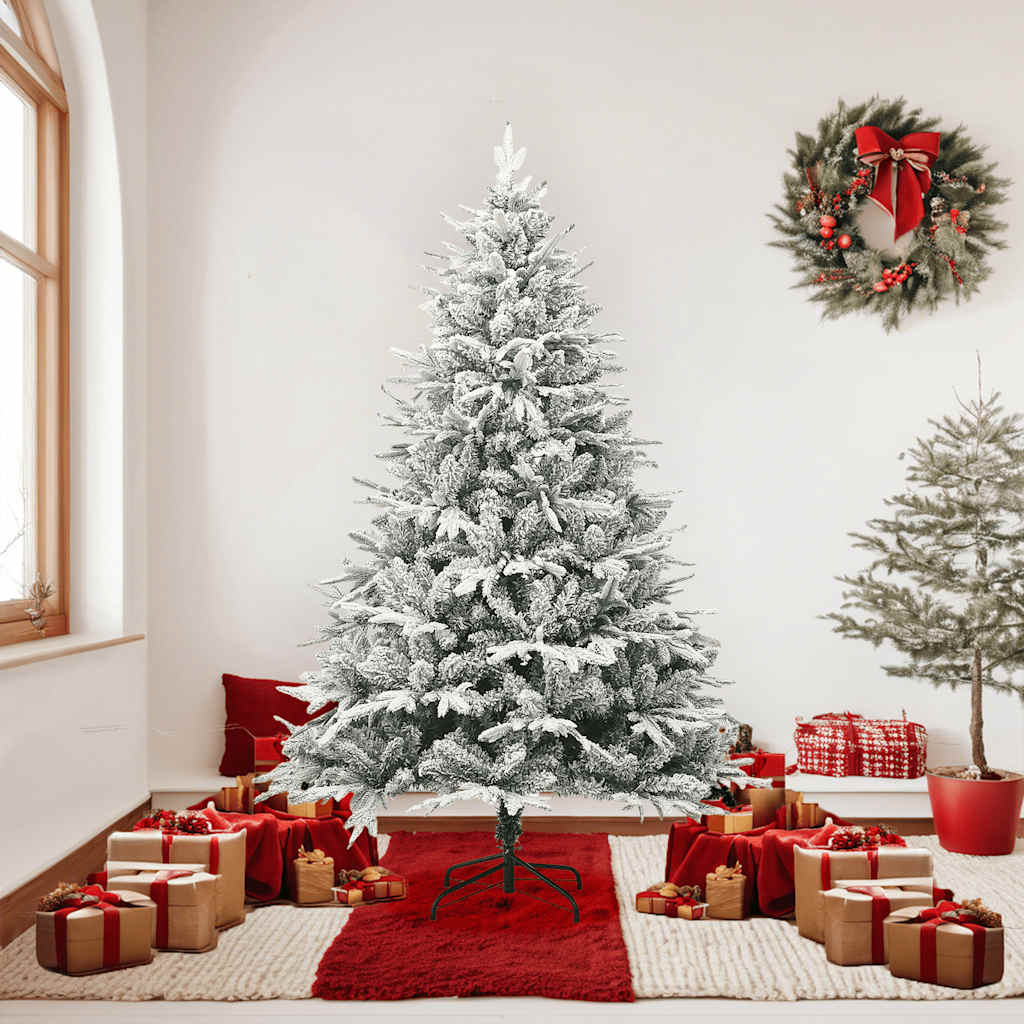 vidaXL Artificial Christmas Tree with Flocked Snow Green 180 cm PVC&PE