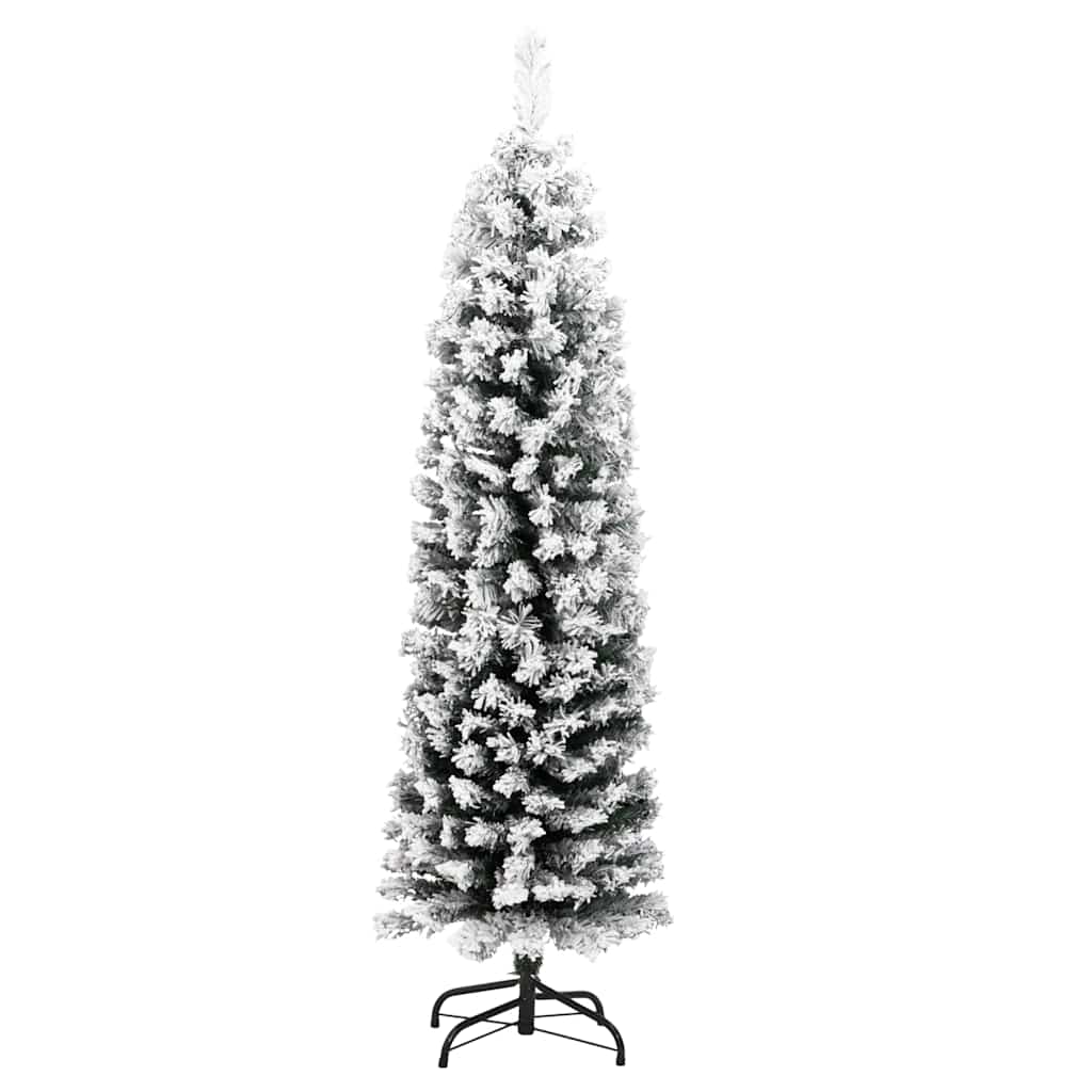 vidaXL Slim Artificial Christmas Tree with Flocked Snow Green 120 cm PVC