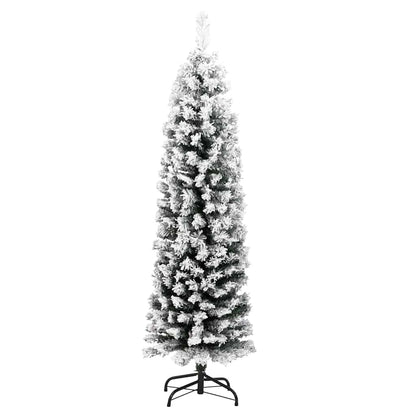 vidaXL Slim Artificial Christmas Tree with Flocked Snow Green 120 cm PVC