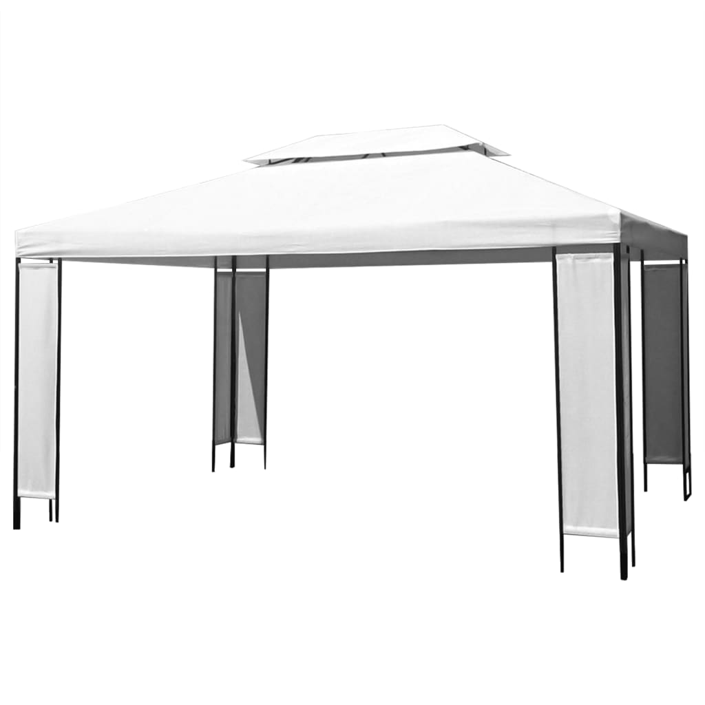 vidaXL Gazebo with LED String Lights White 3x4 m