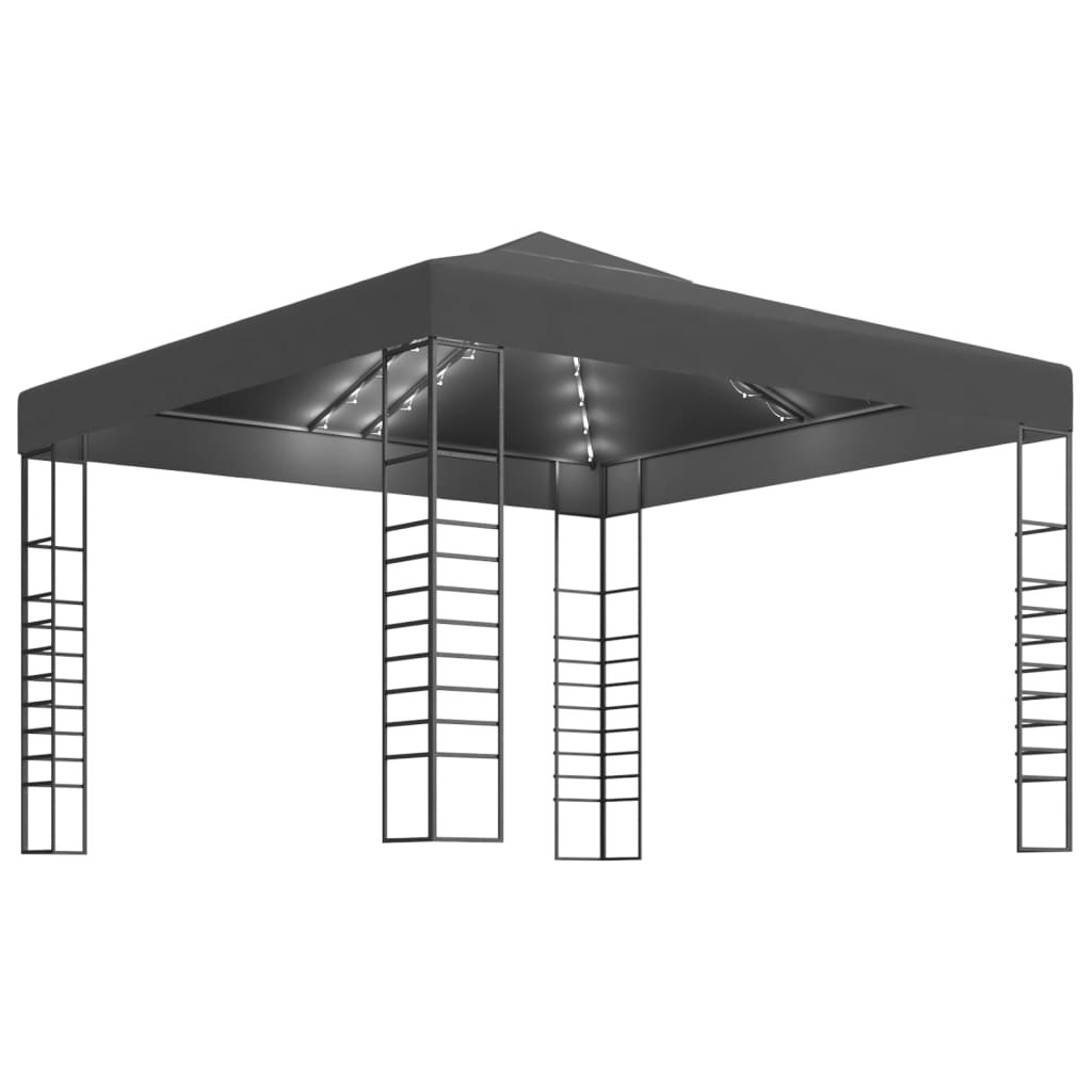 vidaXL Garden Marquee with LED String Lights 3x3 m Anthracite