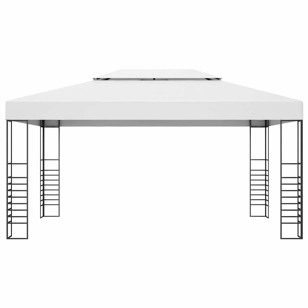 vidaXL Gazebo with LED String Lights 4x3x2,7 m White