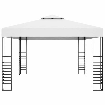 vidaXL Gazebo with LED String Lights 4x3x2,7 m White
