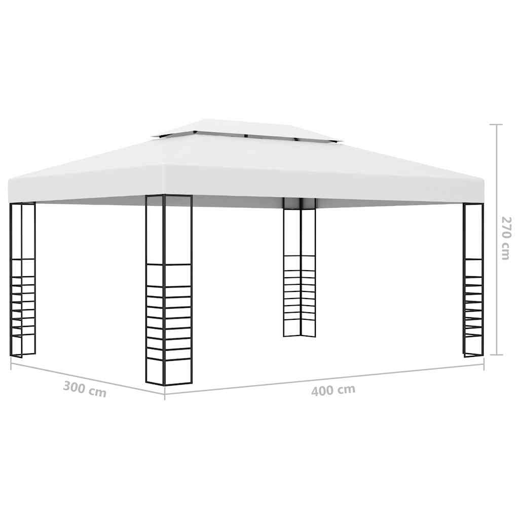 vidaXL Gazebo with LED String Lights 4x3x2,7 m White