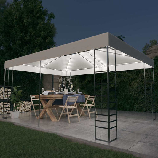 vidaXL Gazebo with LED String Lights 4x3x2,7 m White