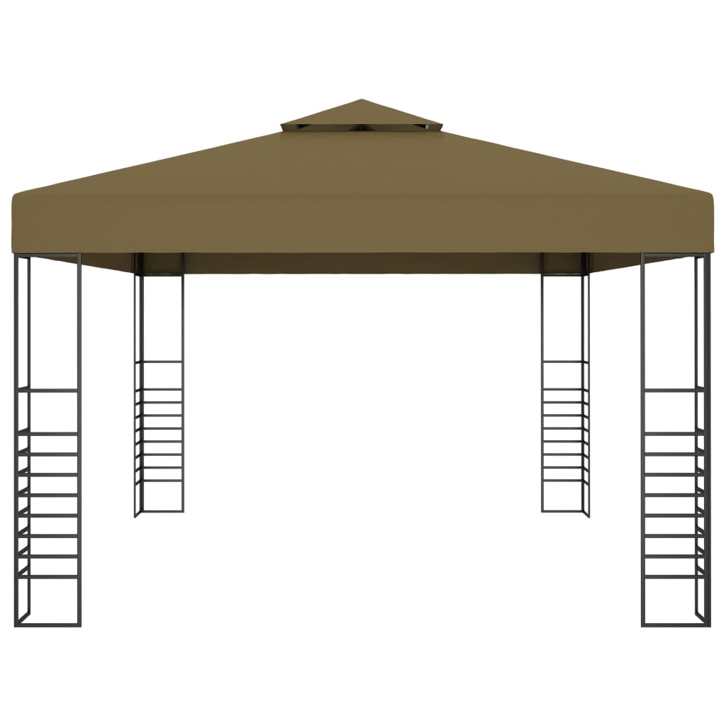 vidaXL Gazebo with LED String Lights 3x4 m Taupe