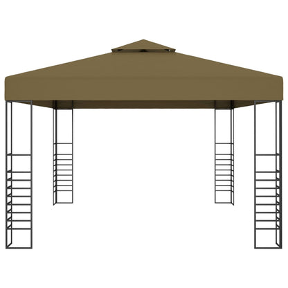vidaXL Gazebo with LED String Lights 3x4 m Taupe