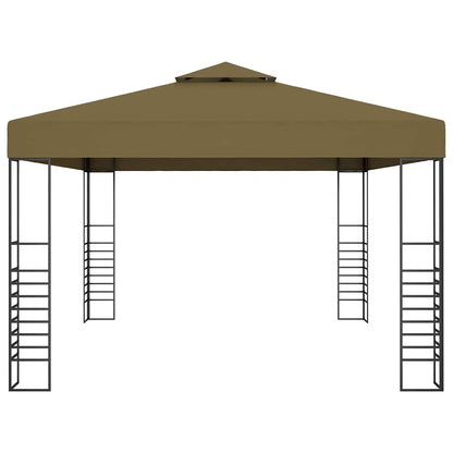 vidaXL Gazebo with LED String Lights 3x4 m Taupe