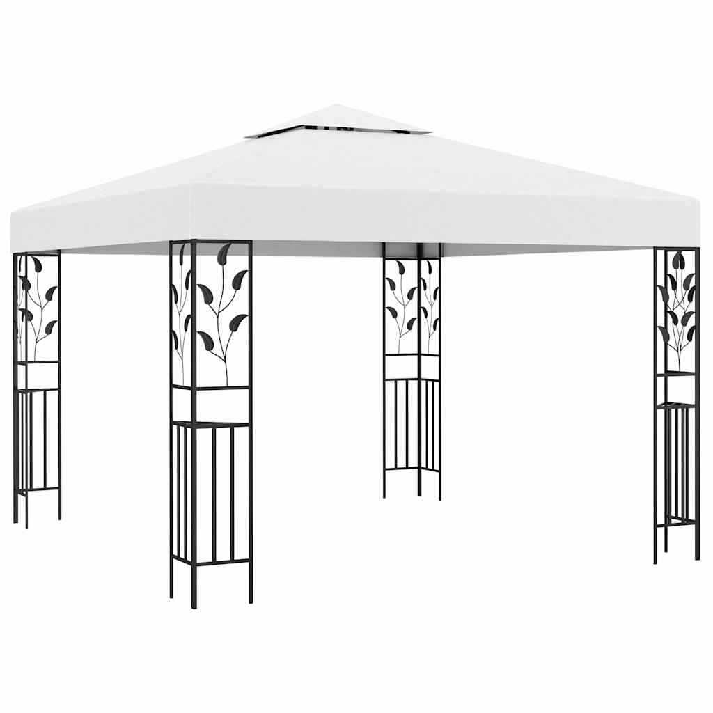 vidaXL Gazebo with LED String Lights 3x3 m White