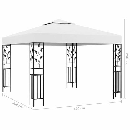 vidaXL Gazebo with LED String Lights 3x3 m White