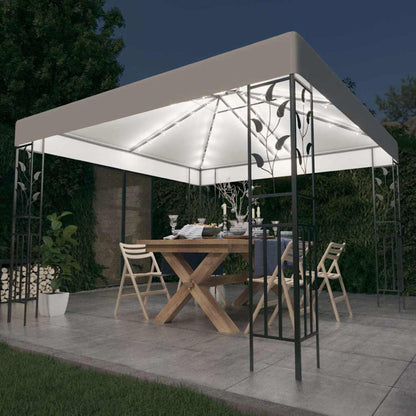vidaXL Gazebo with LED String Lights 3x3 m White