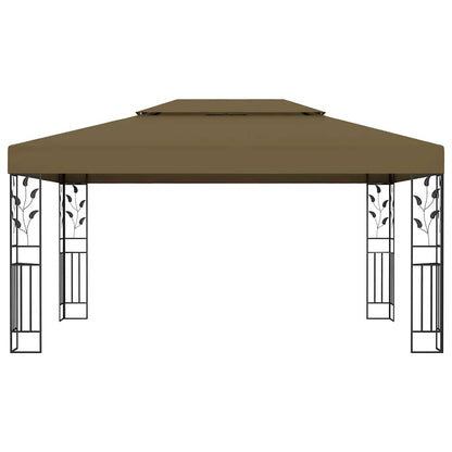 vidaXL Gazebo with Double Roof&LED String Lights 3x4 m Taupe