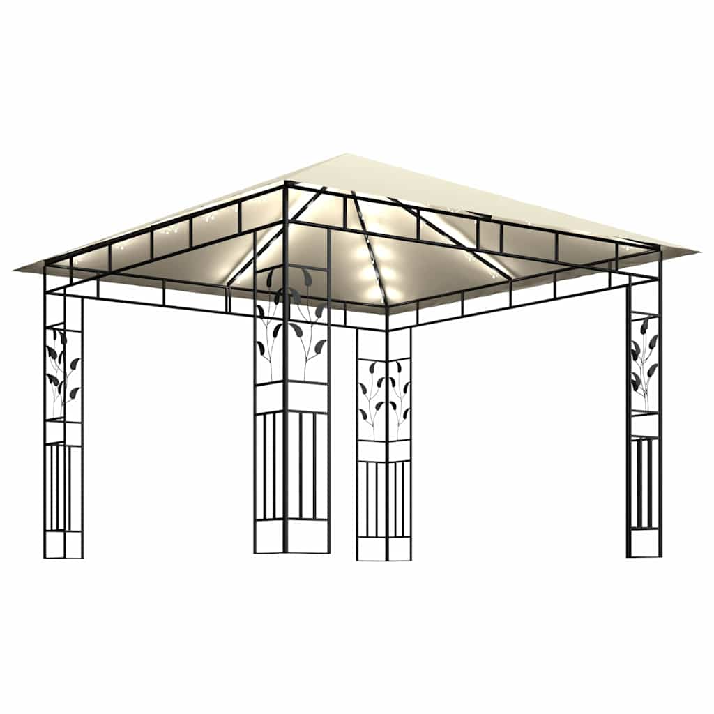 vidaXL Gazebo with Mosquito Net&LED String Lights 3x3x2,73 m Cream