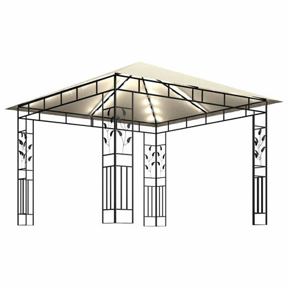 vidaXL Gazebo with Mosquito Net&LED String Lights 3x3x2,73 m Cream