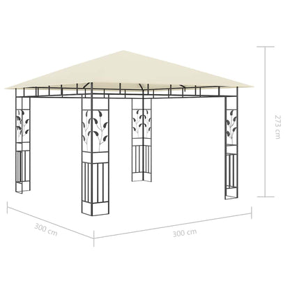 vidaXL Gazebo with Mosquito Net&LED String Lights 3x3x2,73 m Cream