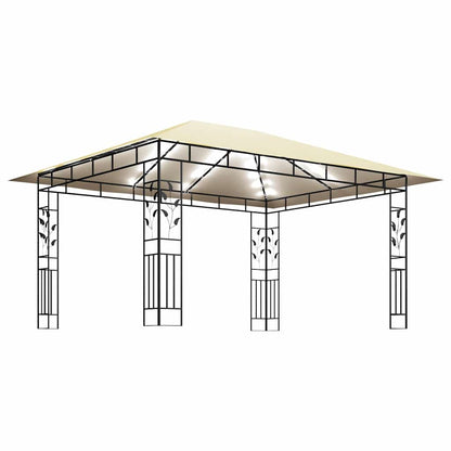 vidaXL Gazebo with Mosquito Net&LED String Lights 4x3x2,73 m Cream