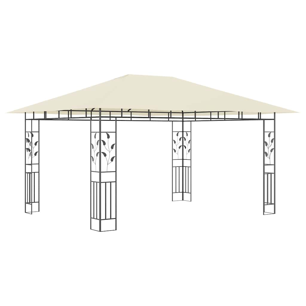 vidaXL Gazebo with Mosquito Net&LED String Lights 4x3x2,73 m Cream