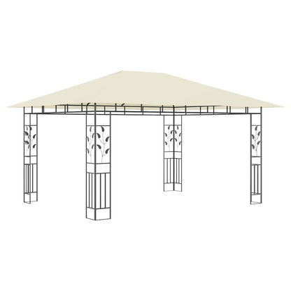 vidaXL Gazebo with Mosquito Net&LED String Lights 4x3x2,73 m Cream