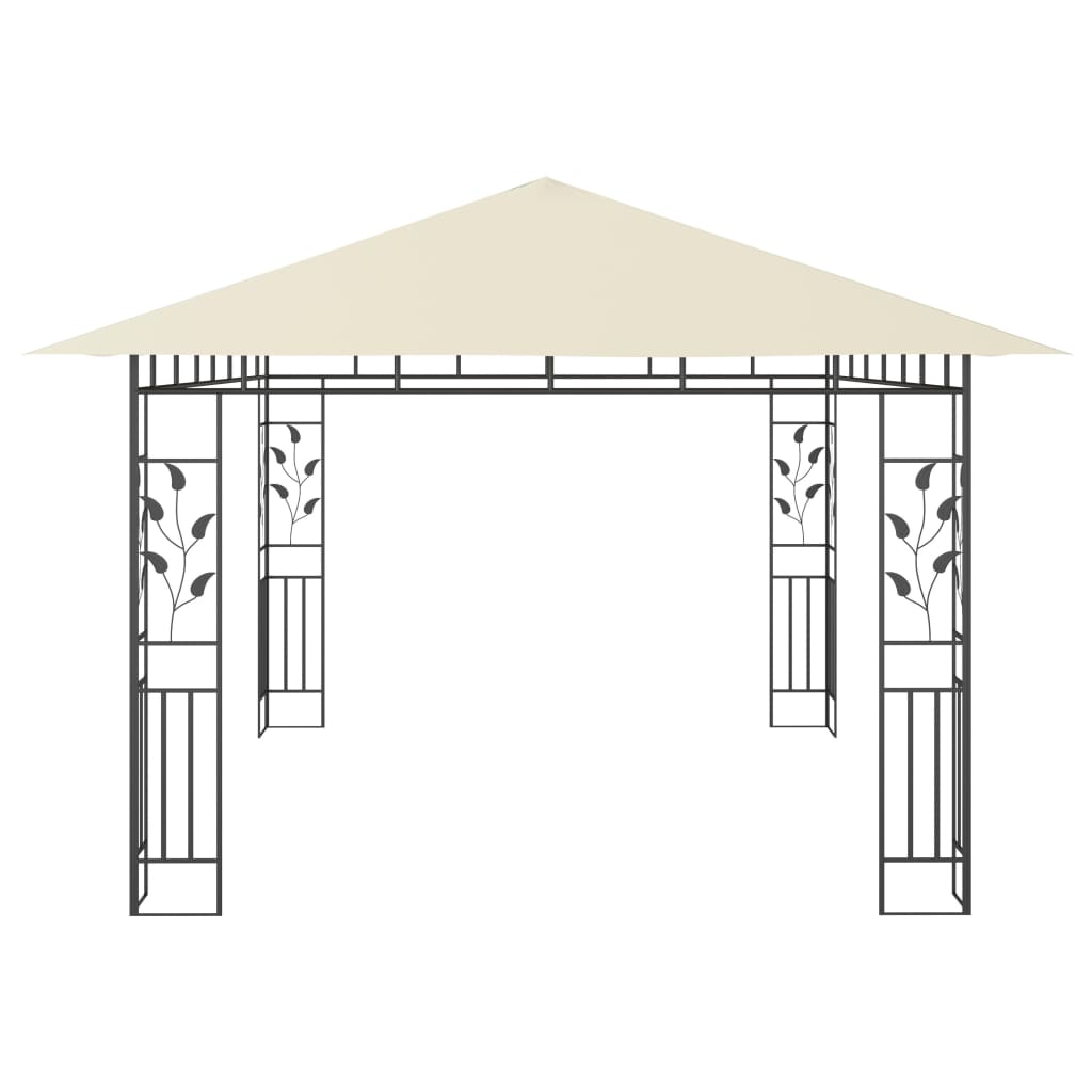 vidaXL Gazebo with Mosquito Net&LED String Lights 4x3x2.73 m Cream