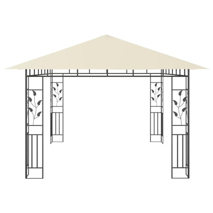 vidaXL Gazebo with Mosquito Net&LED String Lights 4x3x2.73 m Cream