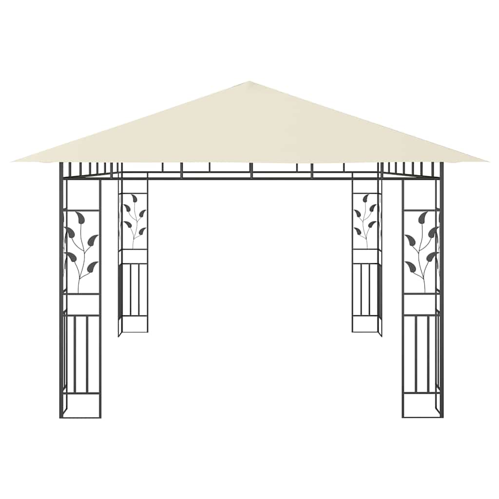 vidaXL Gazebo with Mosquito Net&LED String Lights 4x3x2,73 m Cream
