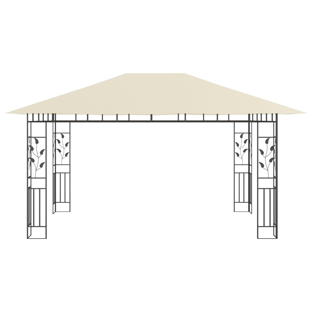 vidaXL Gazebo with Mosquito Net&LED String Lights 4x3x2.73 m Cream