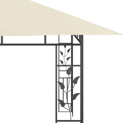 vidaXL Gazebo with Mosquito Net&LED String Lights 4x3x2,73 m Cream