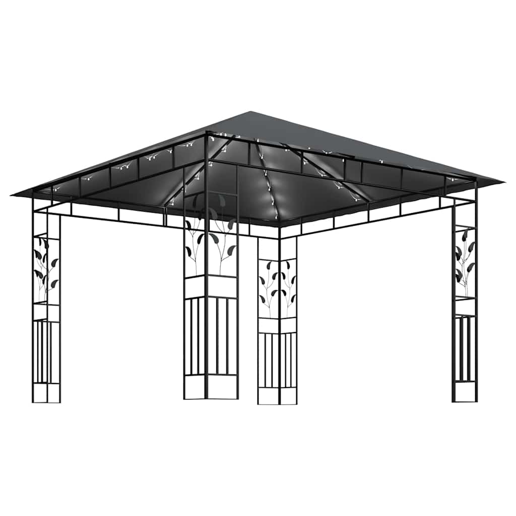 vidaXL Gazebo with Mosquito Net&LED String Lights 3x3x2,73m Anthracite