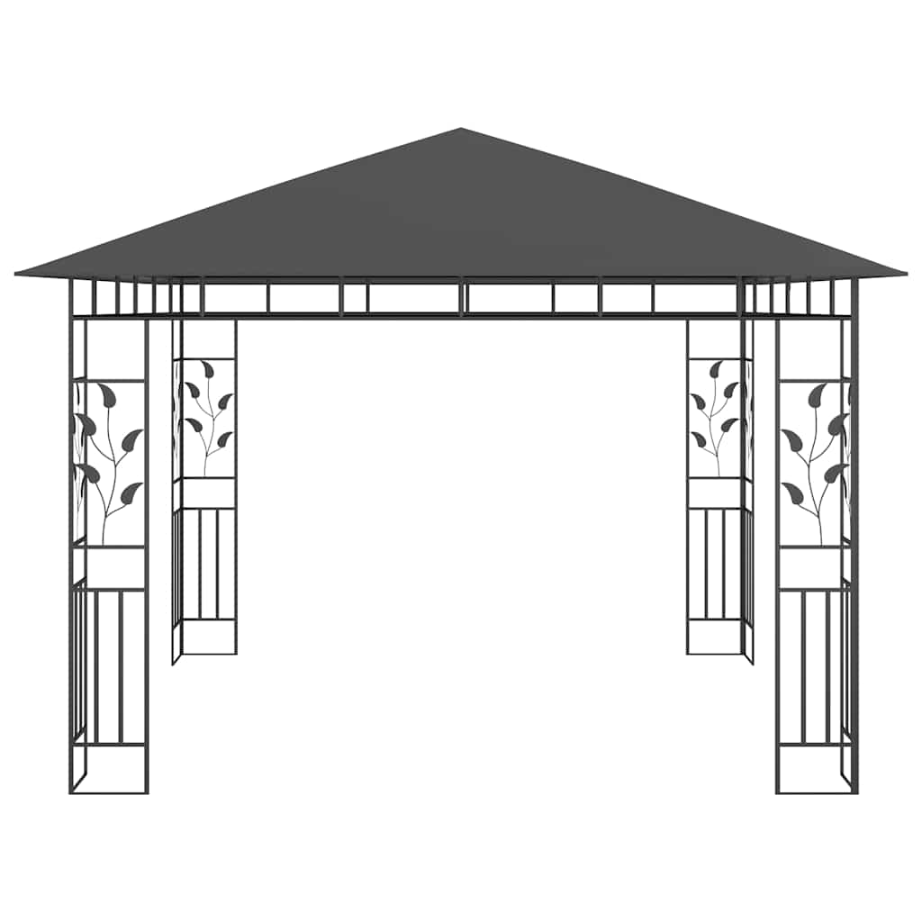 vidaXL Gazebo with Mosquito Net&LED String Lights 3x3x2,73m Anthracite