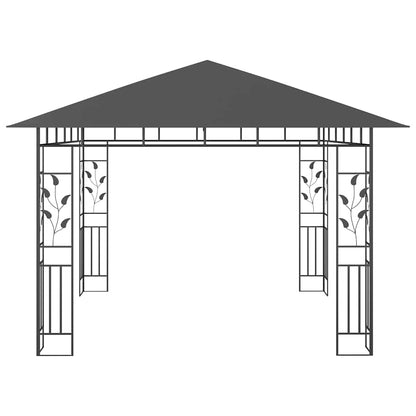 vidaXL Gazebo with Mosquito Net&LED String Lights 3x3x2,73m Anthracite