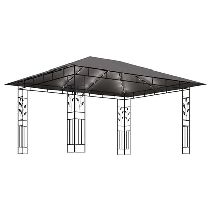 vidaXL Gazebo with Mosquito Net&LED String Lights 4x3x2,73m Anthracite