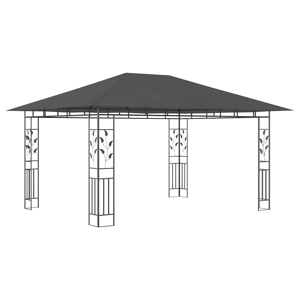 vidaXL Gazebo with Mosquito Net&LED String Lights 4x3x2,73m Anthracite