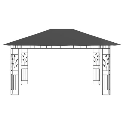 vidaXL Gazebo with Mosquito Net&LED String Lights 4x3x2.73m Anthracite
