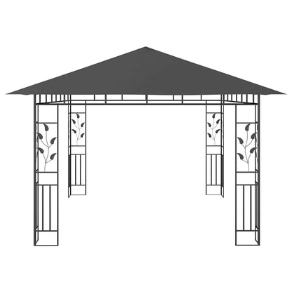 vidaXL Gazebo with Mosquito Net&LED String Lights 4x3x2,73m Anthracite