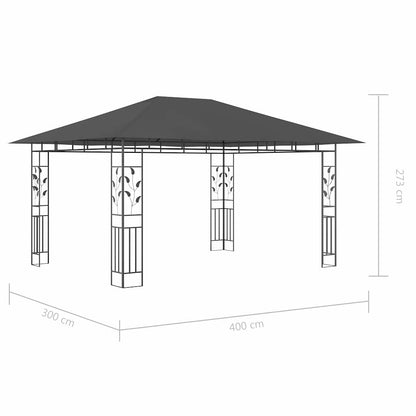 vidaXL Gazebo with Mosquito Net&LED String Lights 4x3x2,73m Anthracite