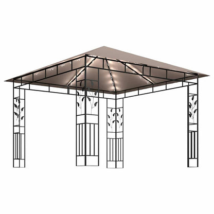 vidaXL Gazebo with Mosquito Net&LED String Lights 3x3x2,73 m Taupe