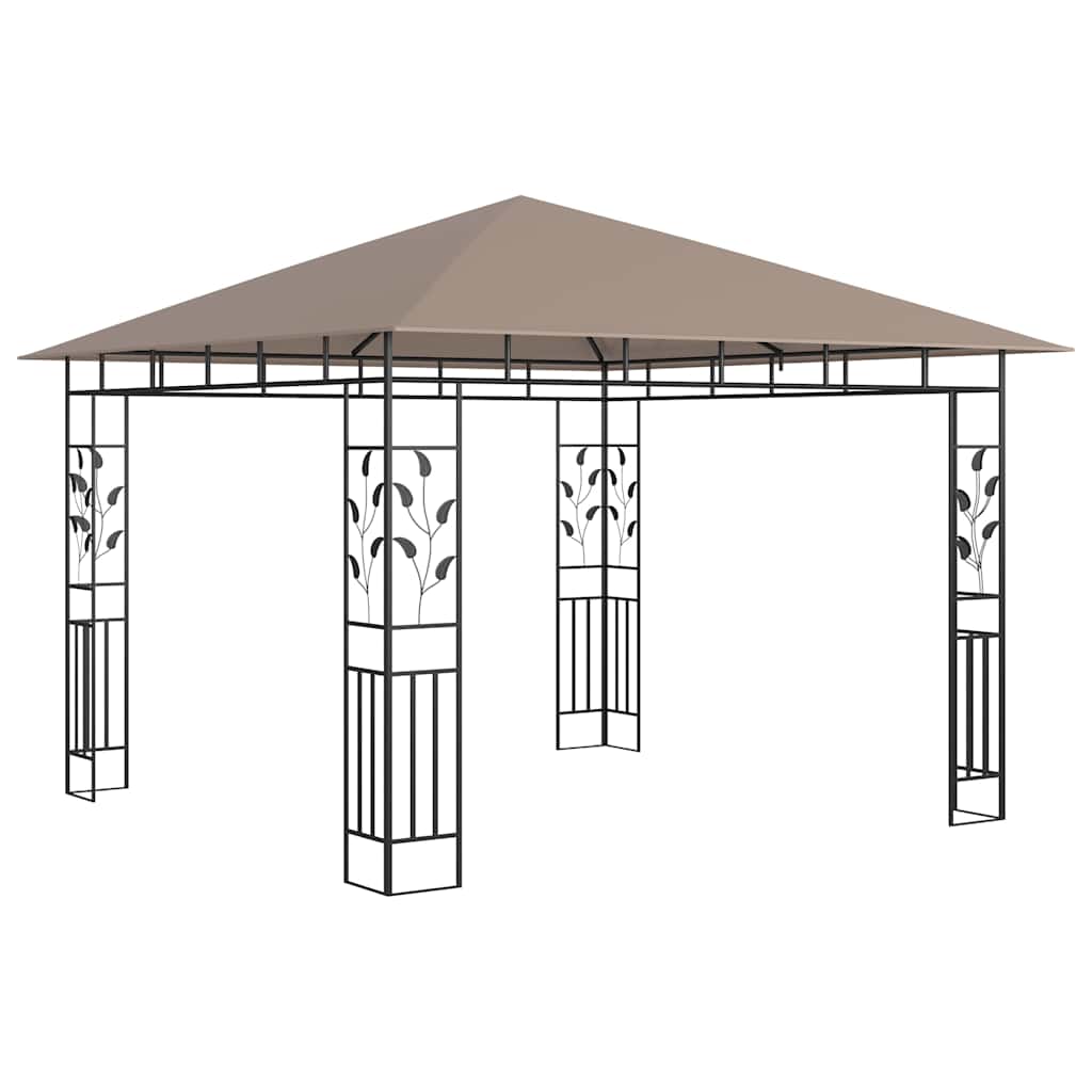 vidaXL Gazebo with Mosquito Net&LED String Lights 3x3x2,73 m Taupe