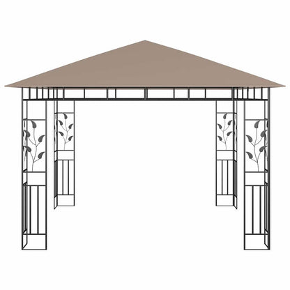 vidaXL Gazebo with Mosquito Net&LED String Lights 3x3x2,73 m Taupe