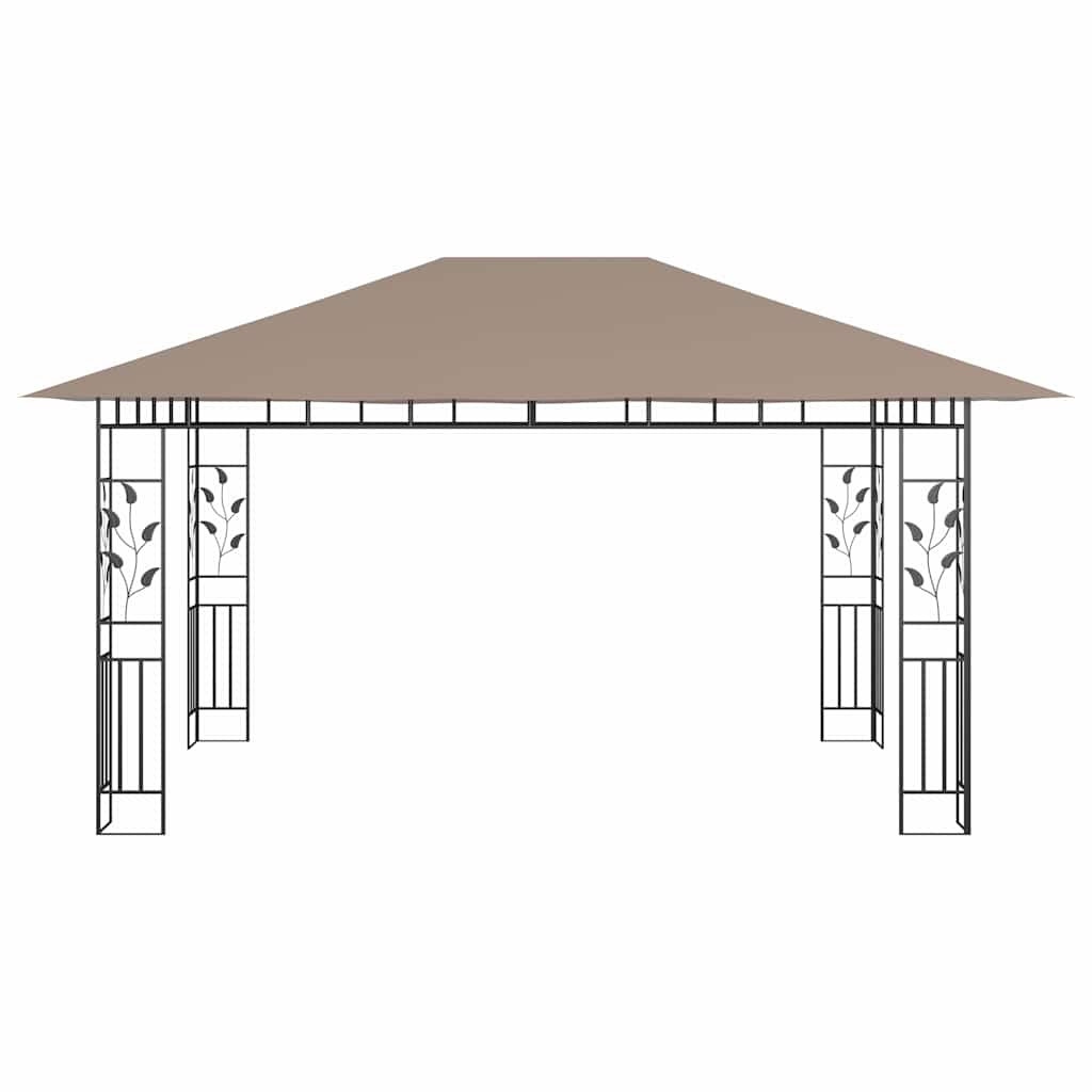vidaXL Gazebo with Mosquito Net&LED String Lights 4x3x2,73 m Taupe