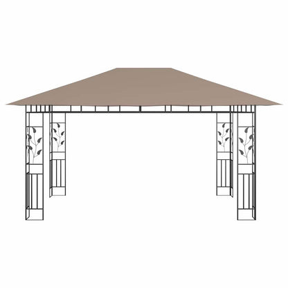 vidaXL Gazebo with Mosquito Net&LED String Lights 4x3x2,73 m Taupe