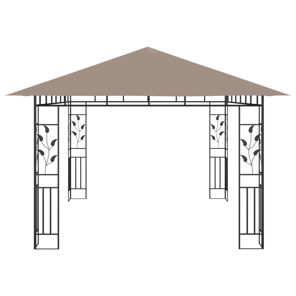 vidaXL Gazebo with Mosquito Net&LED String Lights 4x3x2.73 m Taupe