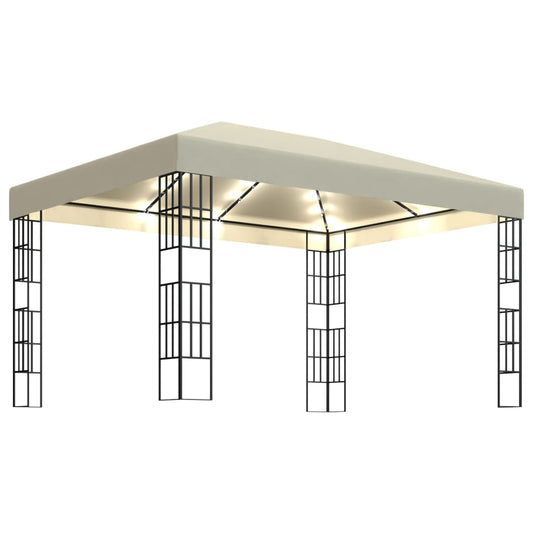 3070321 vidaXL Gazebo with LED String Lights 3x4 m Cream (47982+315536)