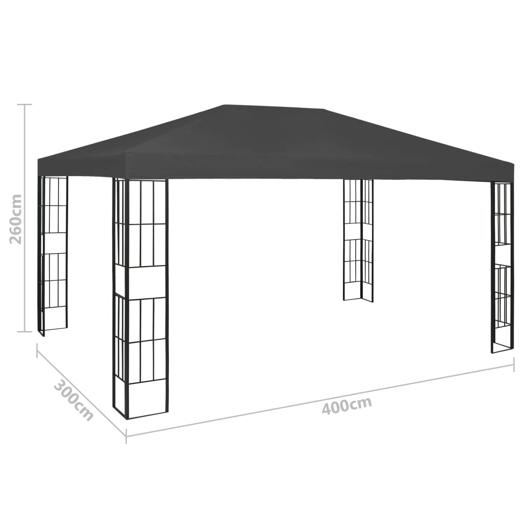 vidaXL Gazebo with LED String Lights 3x4 m Anthracite