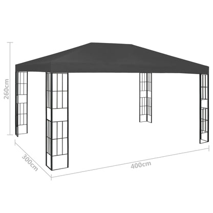 vidaXL Gazebo with LED String Lights 3x4 m Anthracite